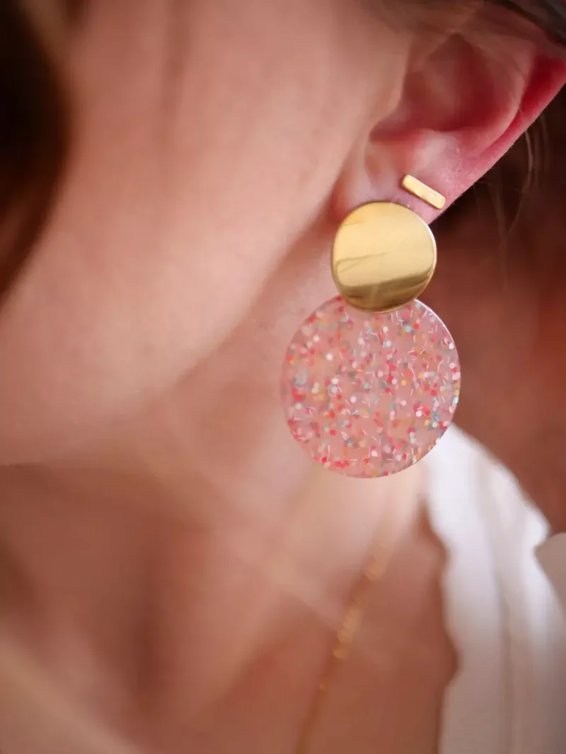 Boucles Pia - Paillettes Fraise