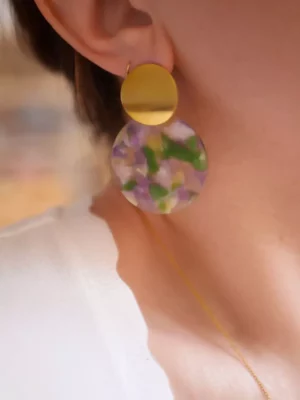 Boucles Pia - Vert & Mauve