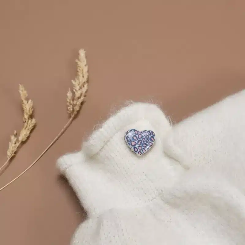 Pin’s Coeur Léopard - Bleu & rose