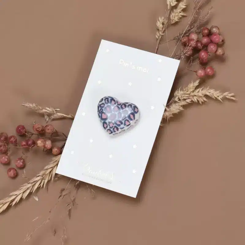 Pin’s Coeur Léopard - Bleu & rose – Image 2