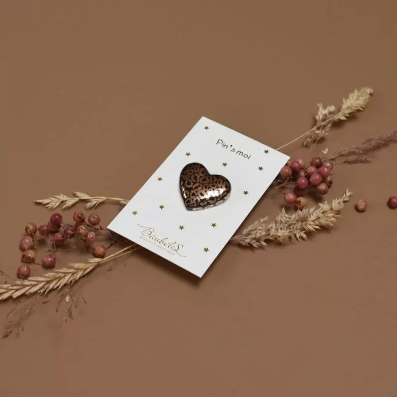 Pin’s Coeur Léopard - Noir & doré – Image 2
