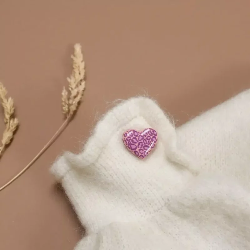 Pin’s Coeur Léopard - Violet & rose