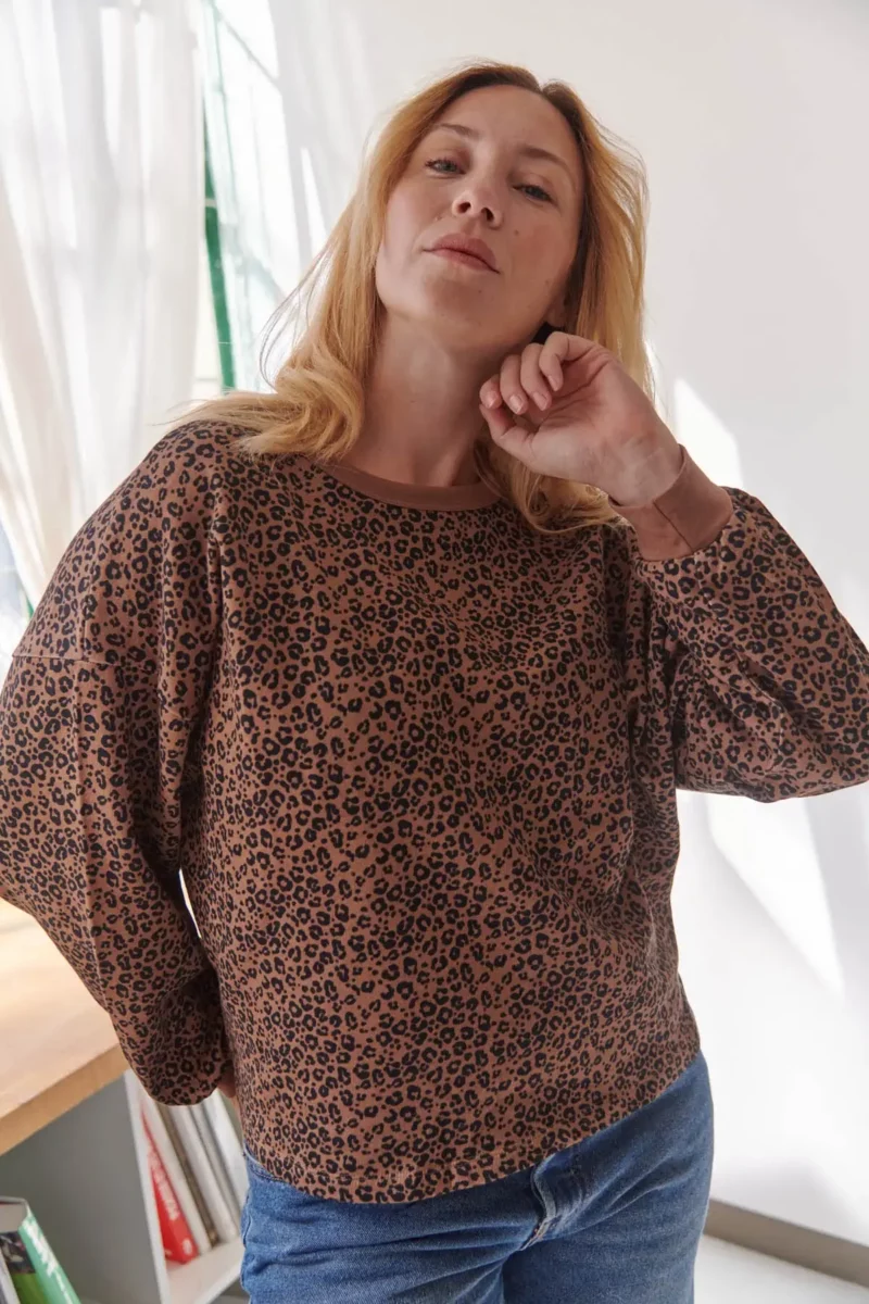 Sweat Léopard marron