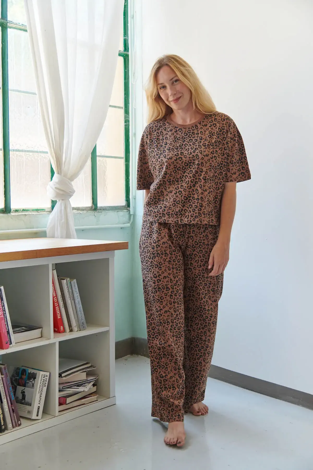 PYJAMA LONG Léopard marron