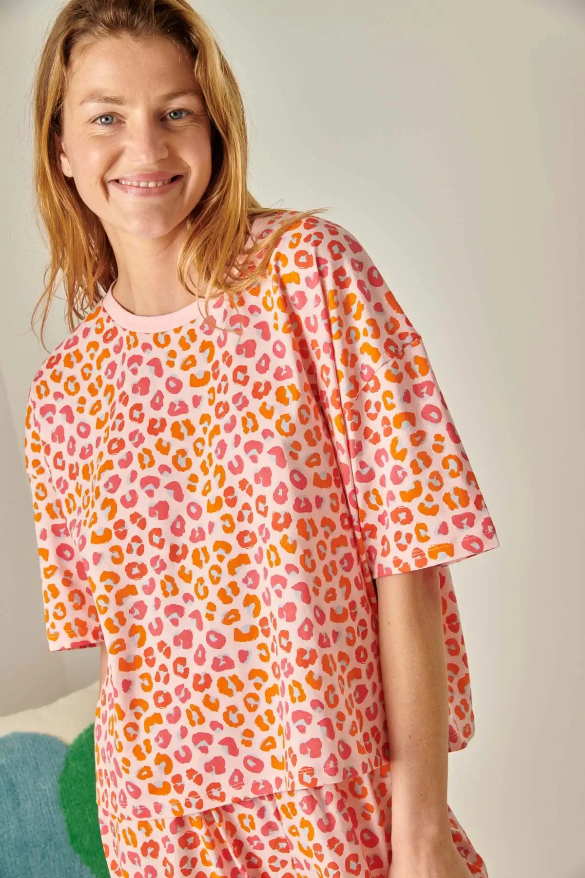 PYJAMA LONG Léopard Rose
