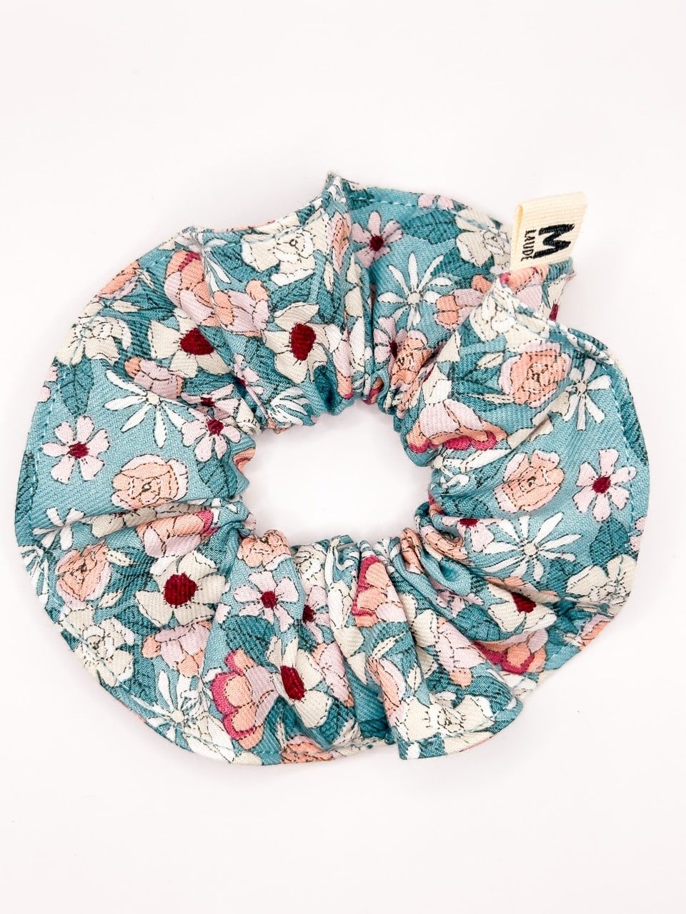 Chouchou fleuri bleu gris