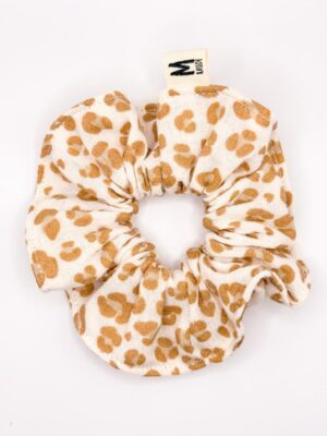 Chouchou gaze de coton leopard tons nude