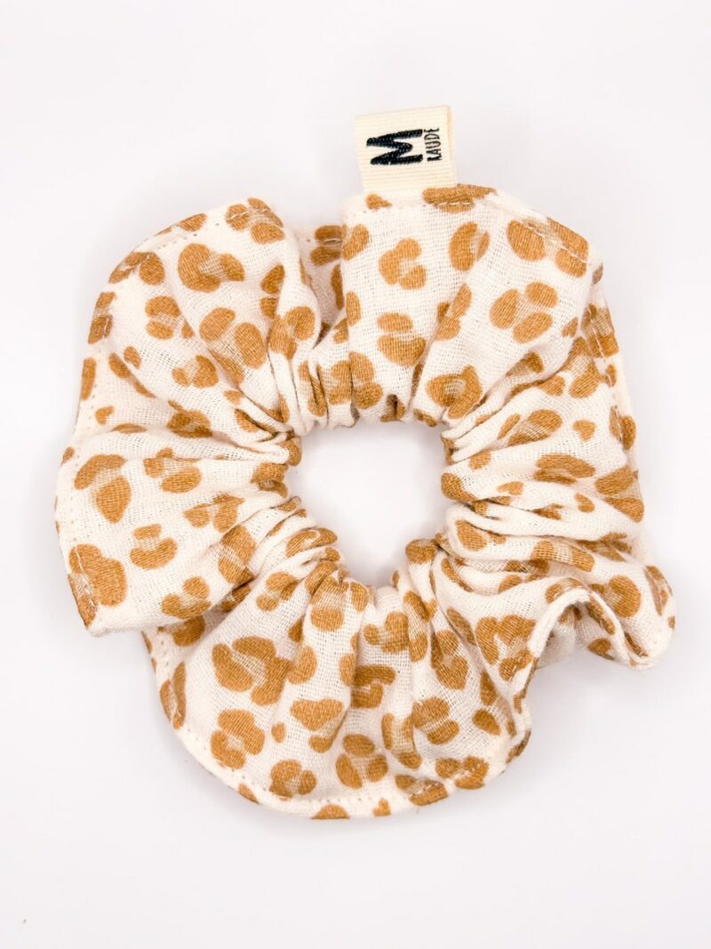 Chouchou gaze de coton leopard tons nude