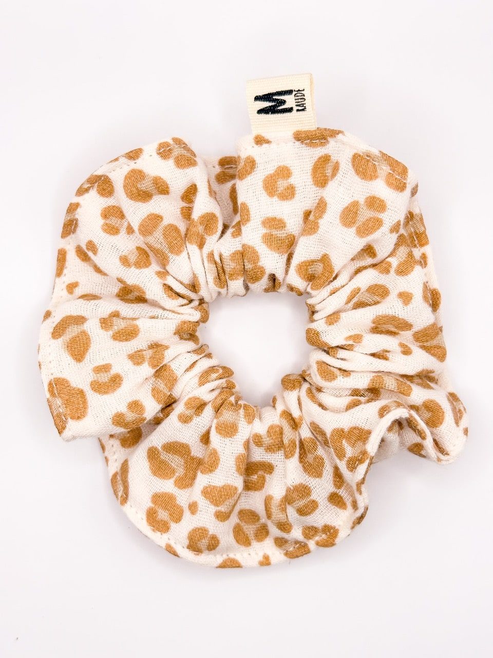 Chouchou gaze de coton leopard tons nude