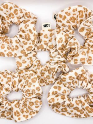 Chouchou gaze de coton leopard tons nude