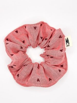 Chouchou petits coeurs vieux rose