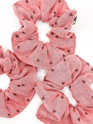 Chouchou petits coeurs vieux rose