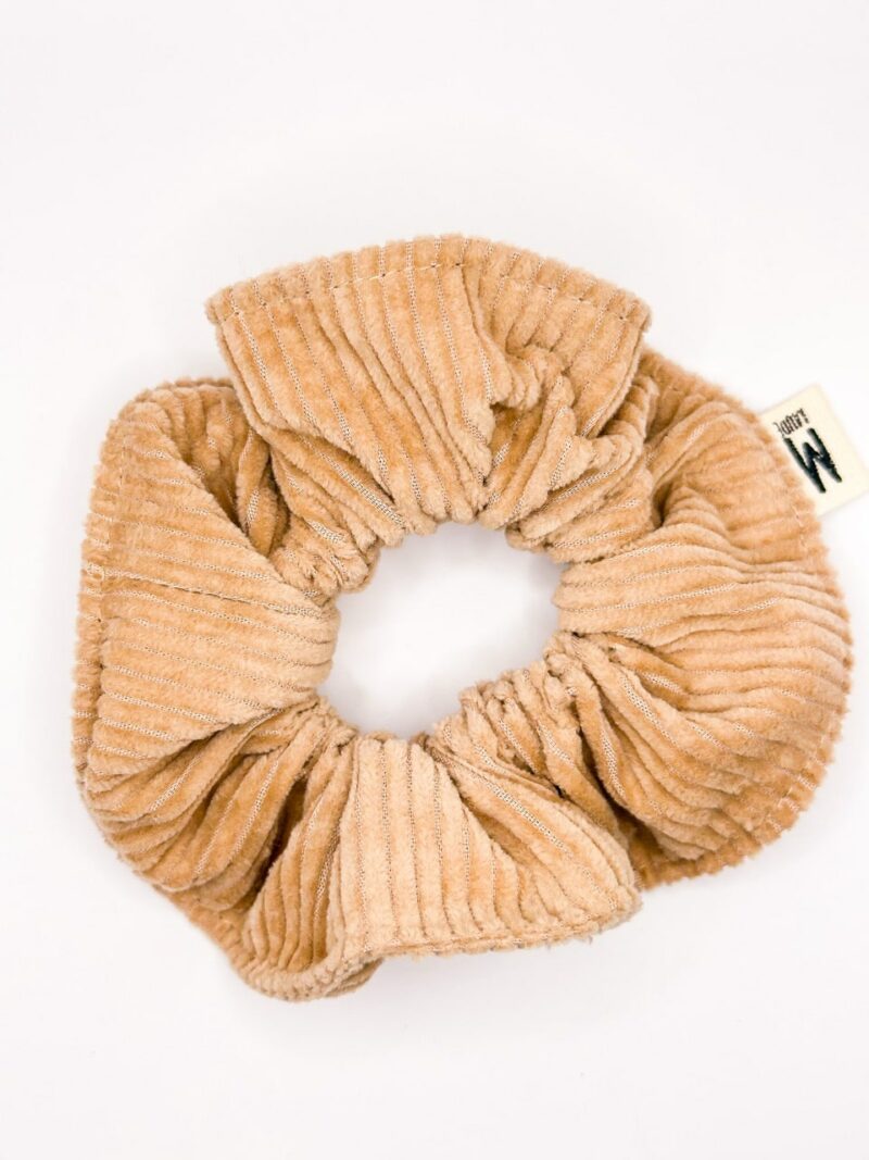 Chouchou velour cotele camel