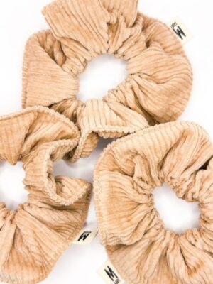 Chouchou velour cotele camel