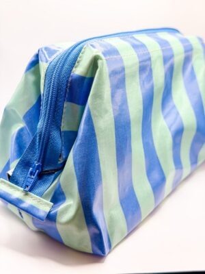 Trousse ouverture géante - Rayures bleues