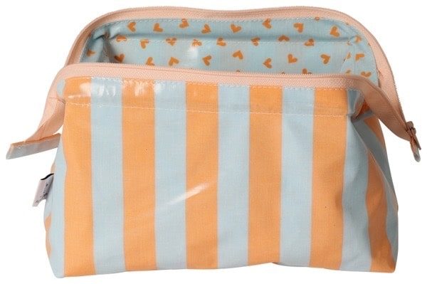 Trousse ouverture géante - Rayures oranges & bleues