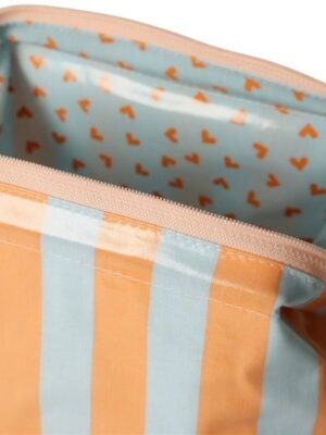 Trousse ouverture géante - Rayures oranges & bleues