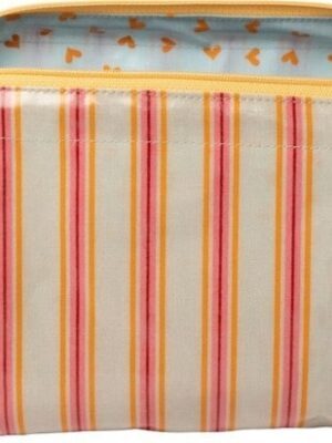 Trousse ouverture géante - Rayures oranges & roses