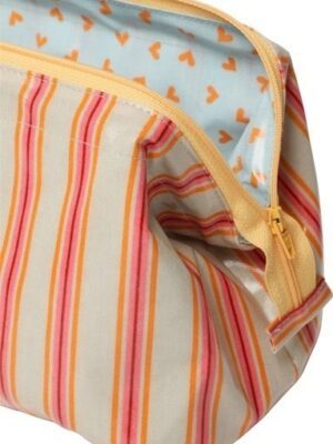 Trousse ouverture géante - Rayures oranges & roses