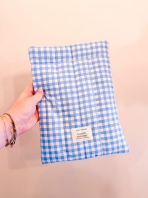 Pochette livre - Carreaux bleus