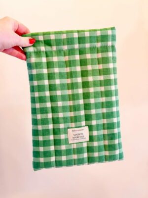 Pochette livre - Carreaux verts