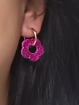 Créoles fleur en cuir revalorisé