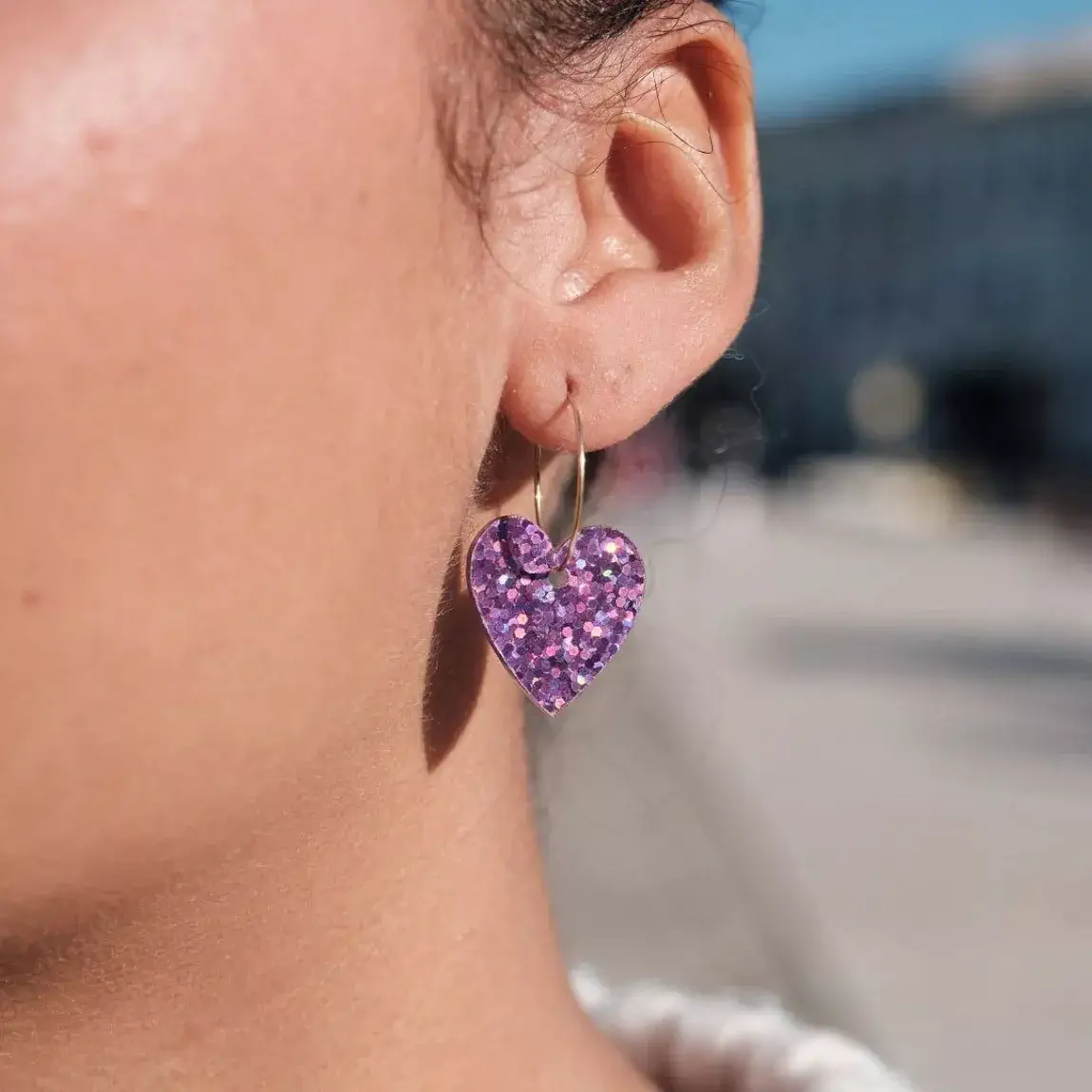 Créoles Cœurs - Violet – Image 2