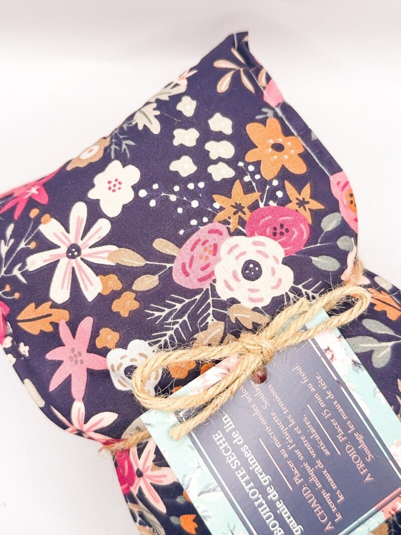 Bouillotte sèche - Fleurs fond bleu – Image 2