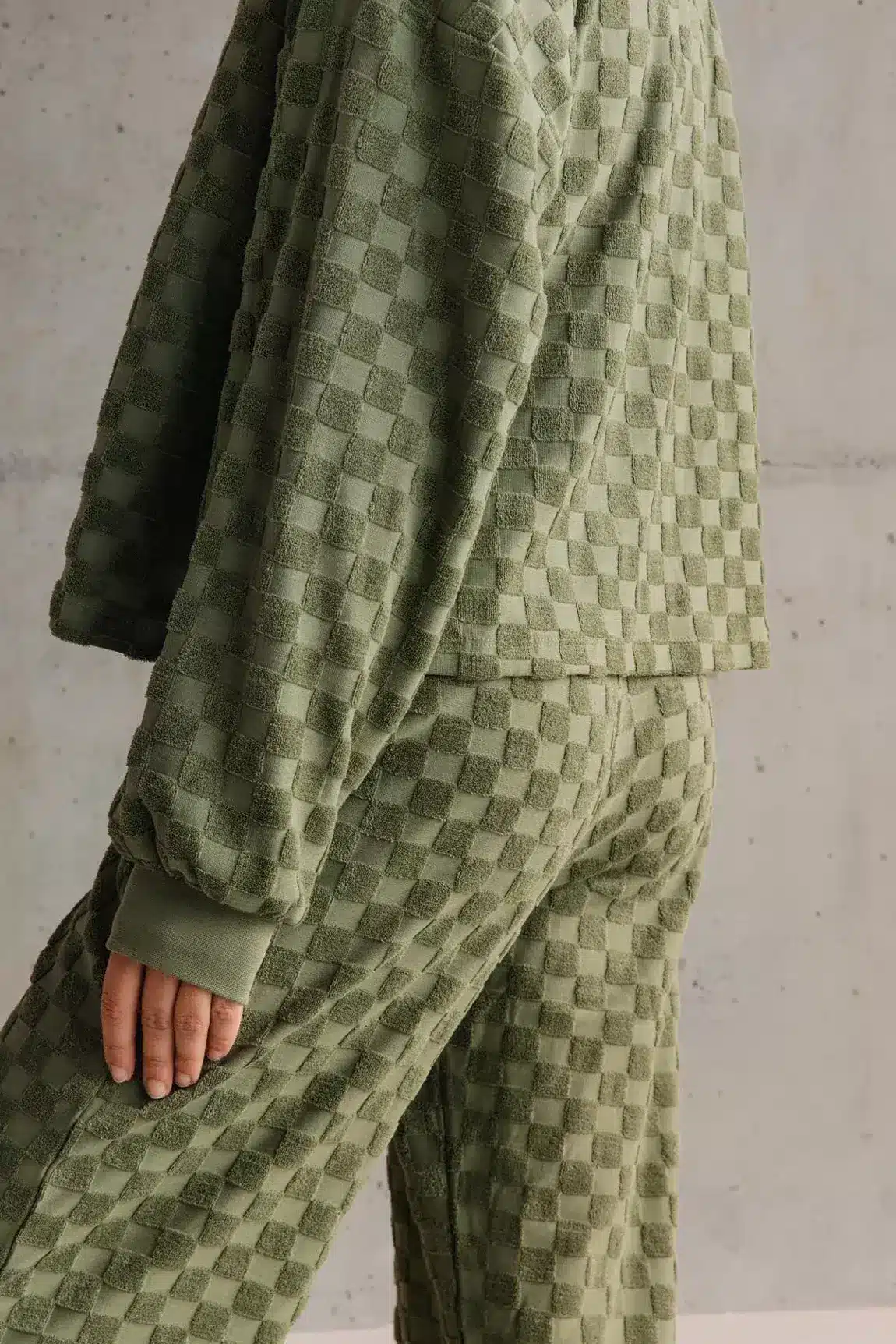 Sweat Éponge Damier kaki – Image 3