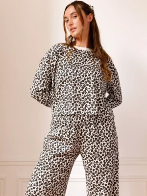 PYJAMA LONG Léopard Beige - Manches longues