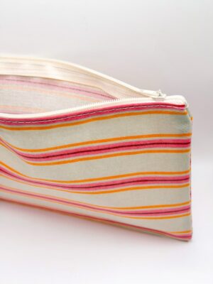 Trousse - Rayures oranges & roses