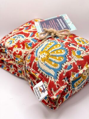 Bouillotte sèche - Rouge fleurs bleues