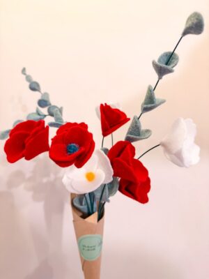 Bouquet feutrine - Rouge et blanc