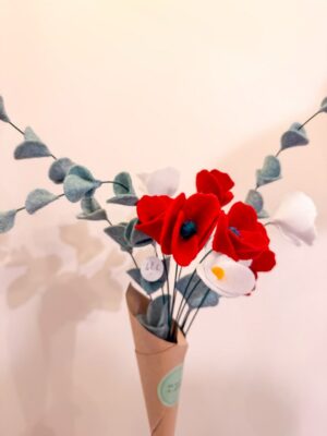 Bouquet feutrine - Rouge et blanc