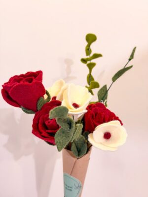 Bouquet feutrine - Rouge et vert