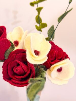 Bouquet feutrine - Rouge et vert