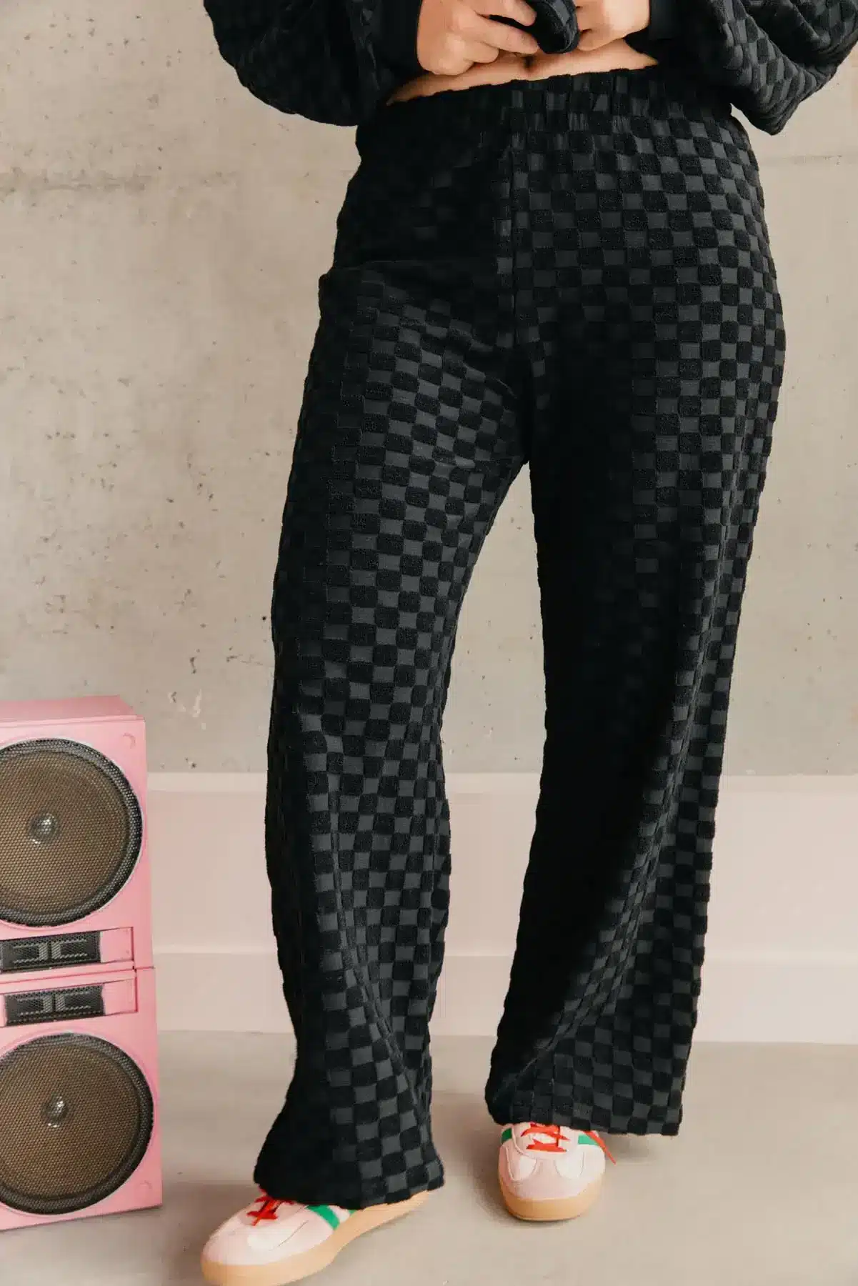 Pantalon Éponge Damier noir
