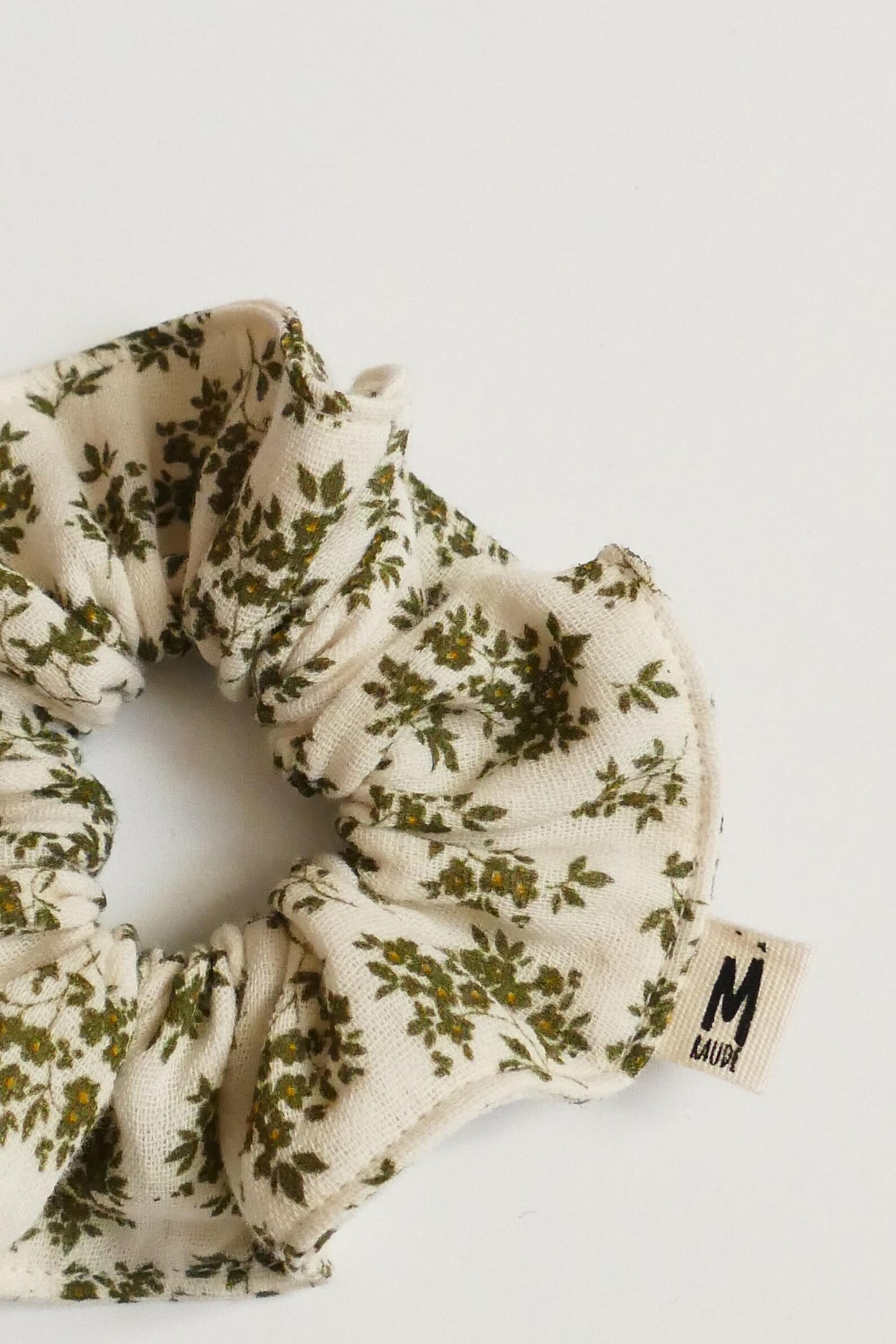 Chouchou Gaze de coton fleuri kaki – Image 2