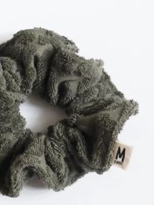 Chouchou Jacquard bouclette kaki leopard