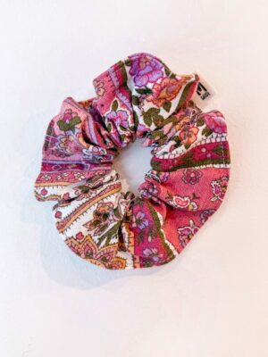 Chouchou motif oriental rose