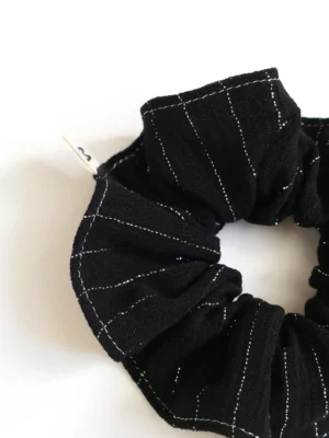 Chouchou noir lignes argent lurex