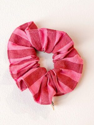 Chouchou rayé rose et framboise