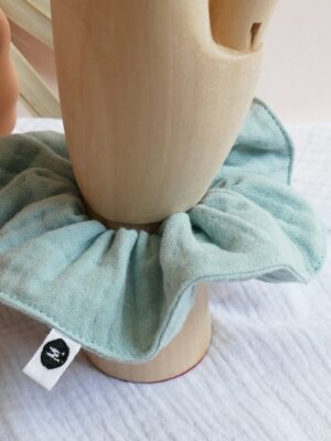 Chouchou triple gaze de coton céladon