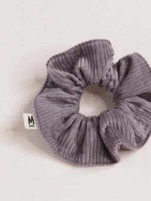 Chouchou velours côtelé parme