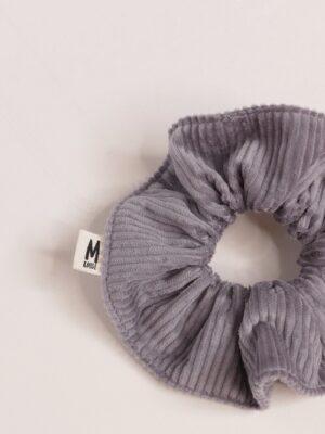 Chouchou velours côtelé parme