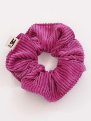 Chouchou velours côtelé rose violacé