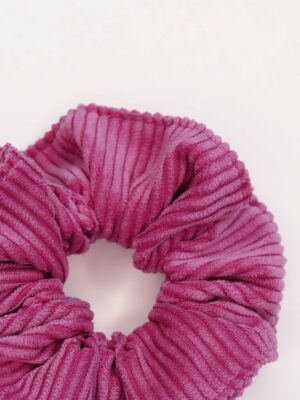 Chouchou velours côtelé rose violacé