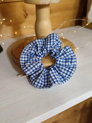 Chouchou vichy bleu et blanc