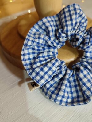 Chouchou vichy bleu et blanc