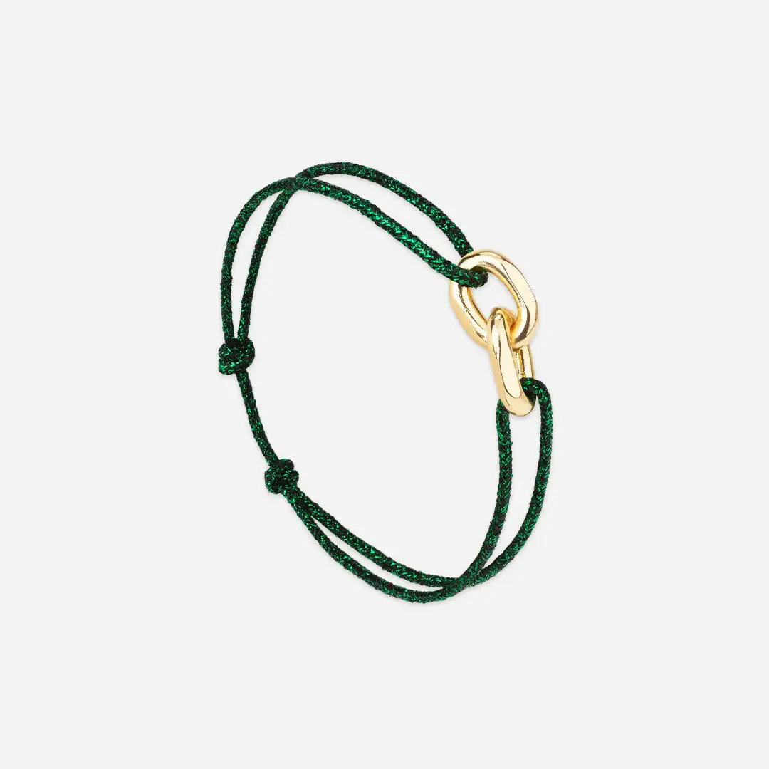 Bracelet double maillon or - Vert